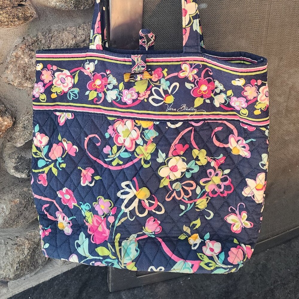 Vera Bradley Floral Ribbons Tote Bag - Picture 3 of 15
